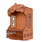 Wooden Temple for Home – Wall Mounted Pooja Mandir | Decorative Prayer Shelf with Storage | Engineered MDF Wood | Compact 9x8.5x14 Inch (Style -4)