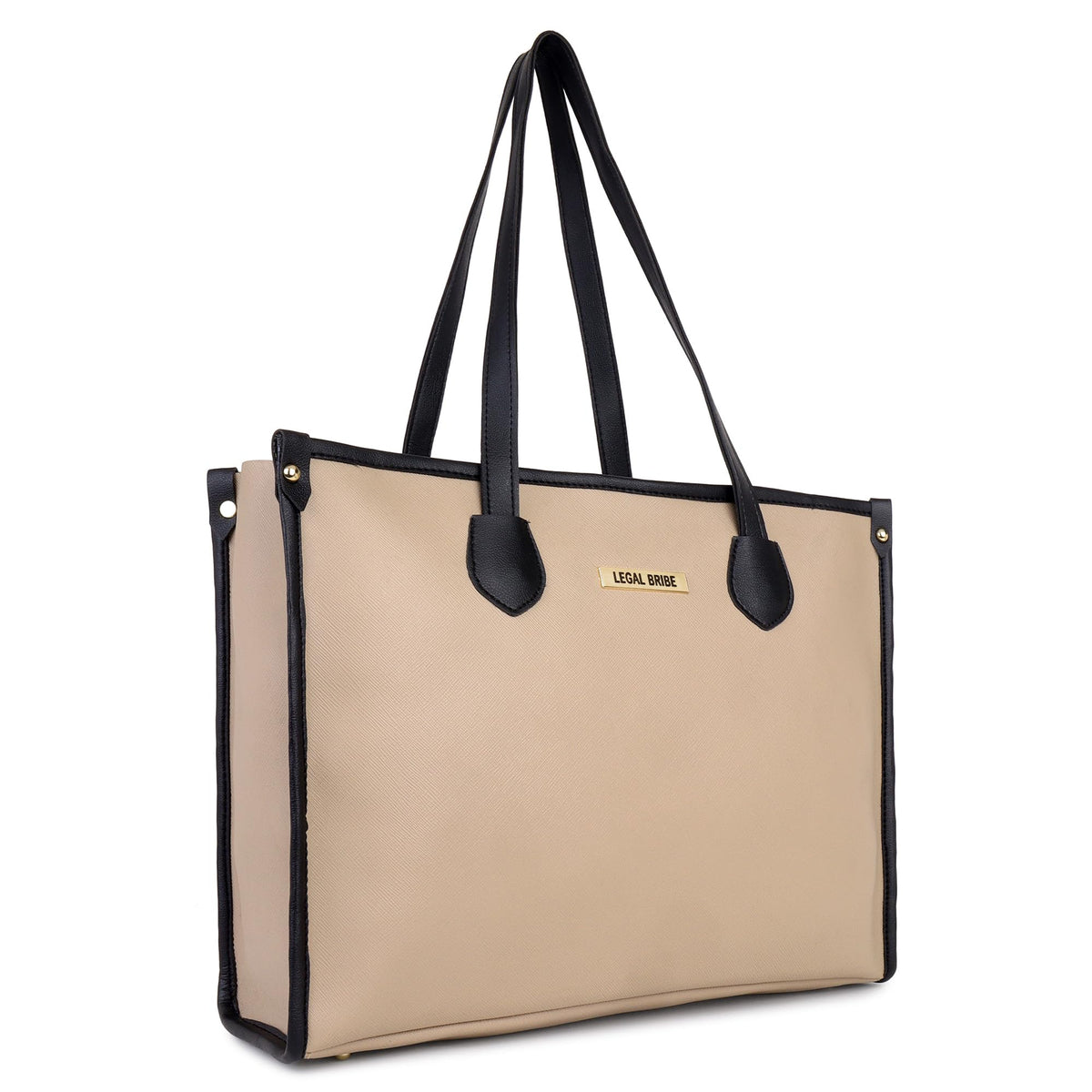 LEGAL BRIBE Textured Tote Bag Combo Of 4 (Beige/Black)