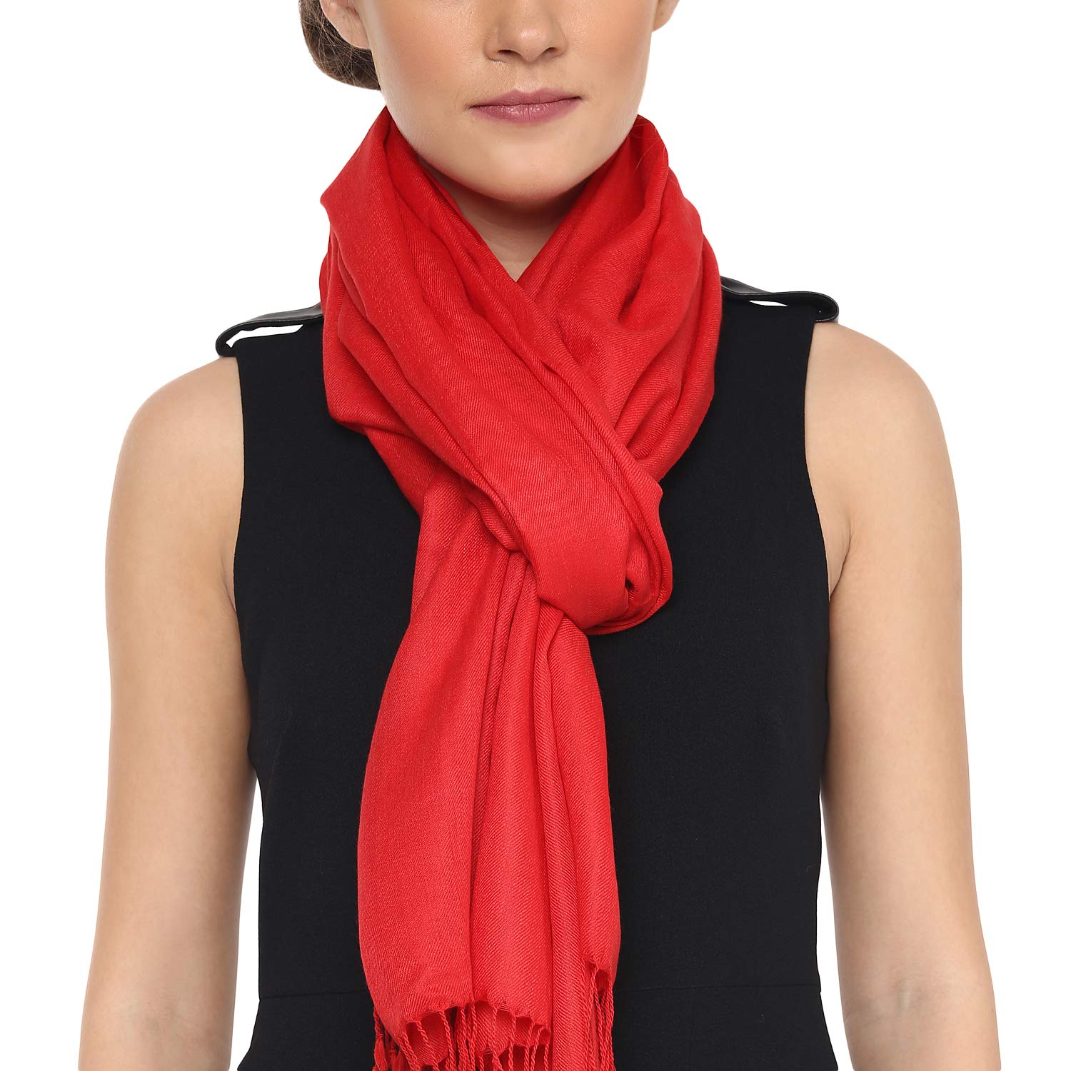 Pashtush Women's Wool Self Reversible Stole Check Design, Silk-Soft Wool, Scarfs, Shawls, Stoles, Wraps (size 70 x 200 cm)