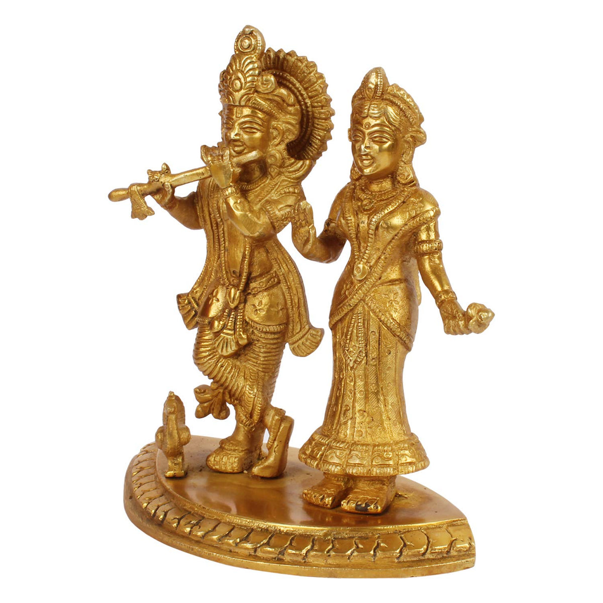 SVARUP Brass Radha Krishna Idol in Gold Color Height 7 Inch