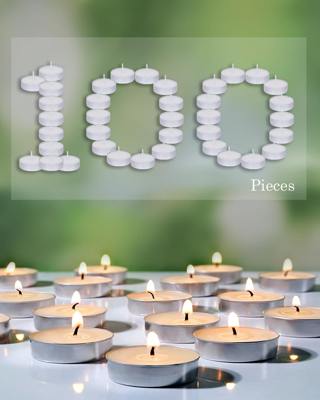 Homesake® Tea Light Candles Pack of 100, Unscented Long Burning Smokeless White Wax Candles for Diwali Decoration, Home Décor, Candle Holders, Spa, Meditation & Romantic Lighting