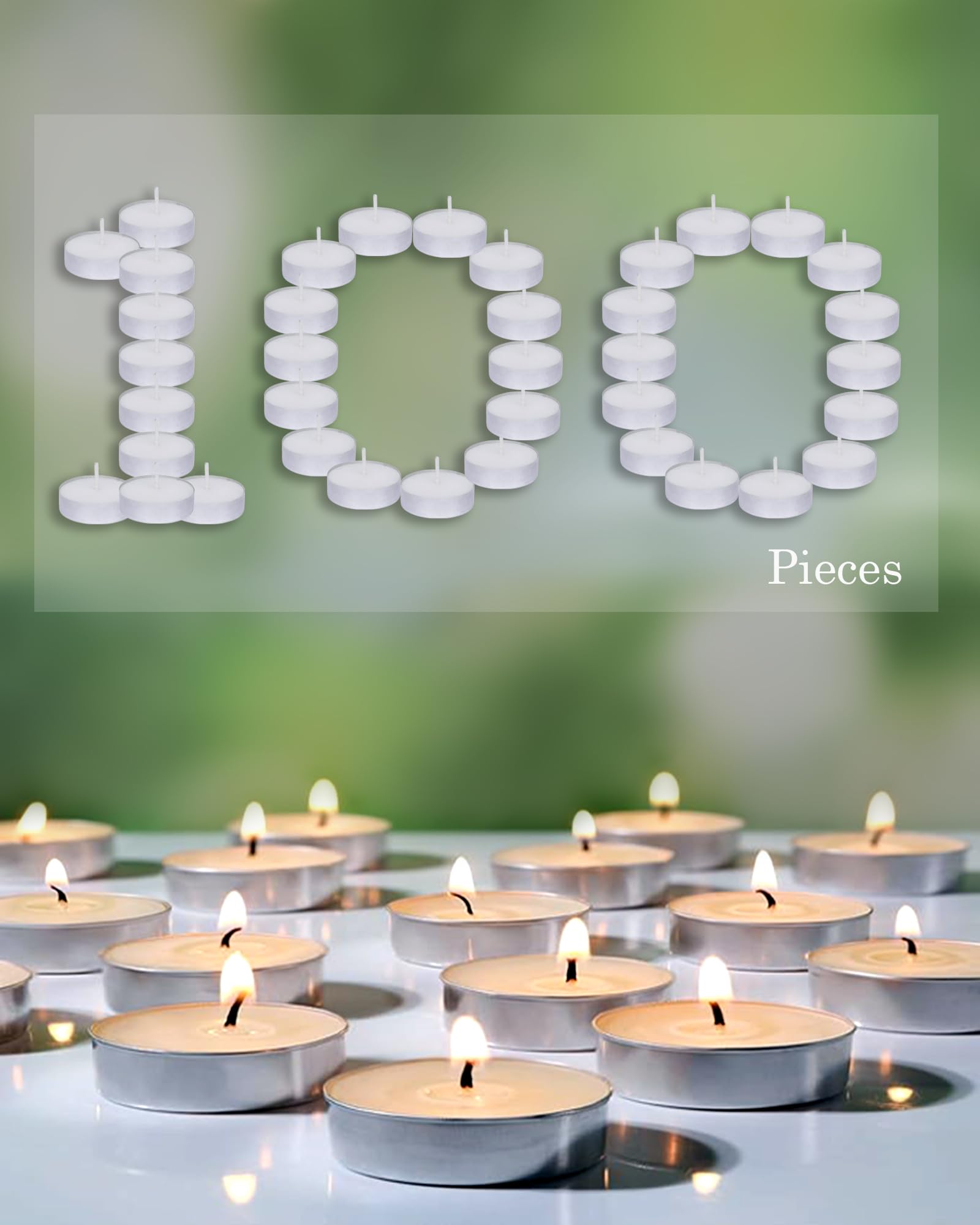 Homesake® Tea Light Candles Pack of 100, Unscented Long Burning Smokeless White Wax Candles for Diwali Decoration, Home Décor, Candle Holders, Spa, Meditation & Romantic Lighting
