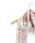Ravaiyaa - Attitude is everything Hand Block Printed Cotton Long Stole Scarves Hijab Neck Wrap Scarf 71 X 21 Inch (White Lotus Floral), (female)