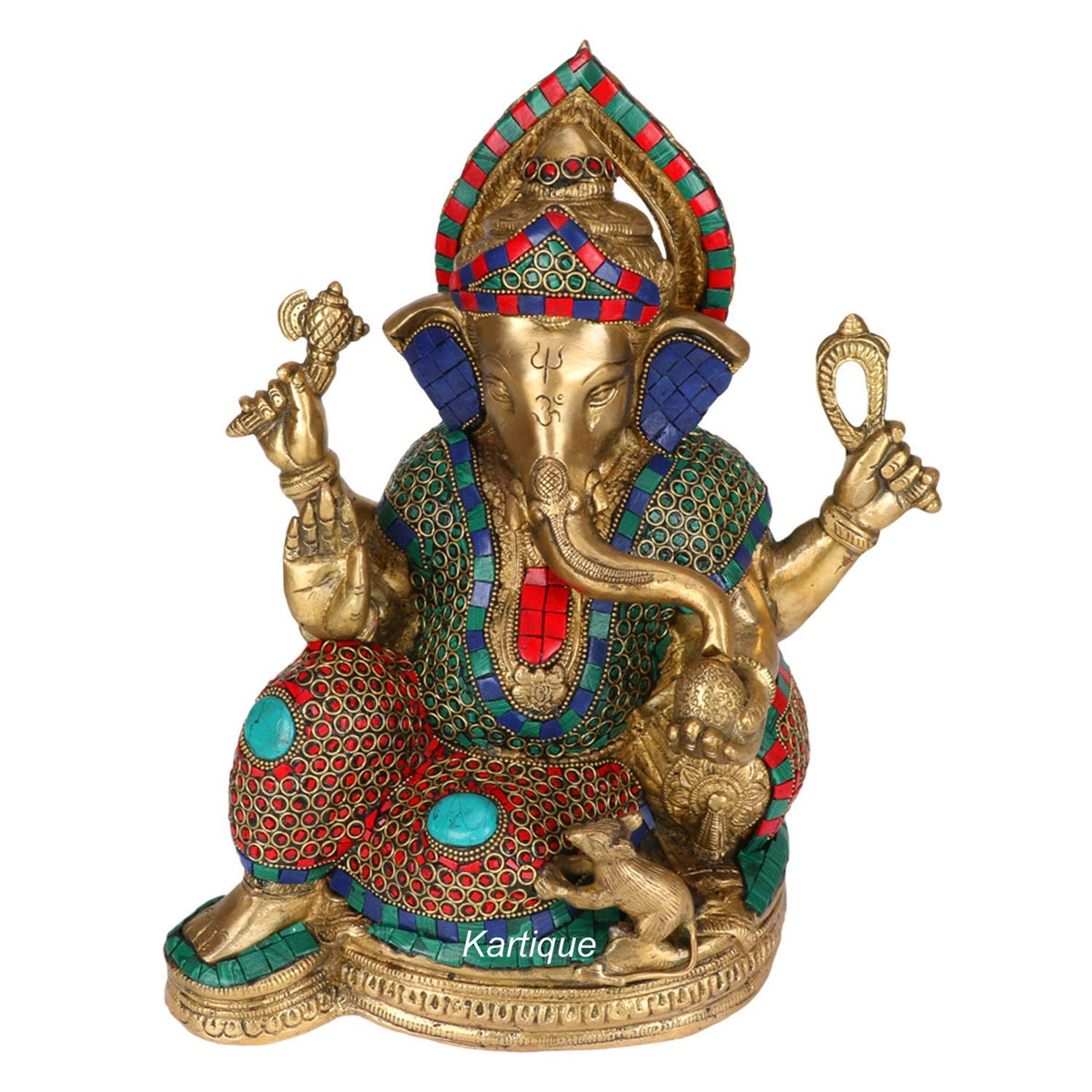 SVARUP Brass Ganesha Ganesh Idol for Home Decor Ganpati Statue Murti for Gift Height 13 Inch