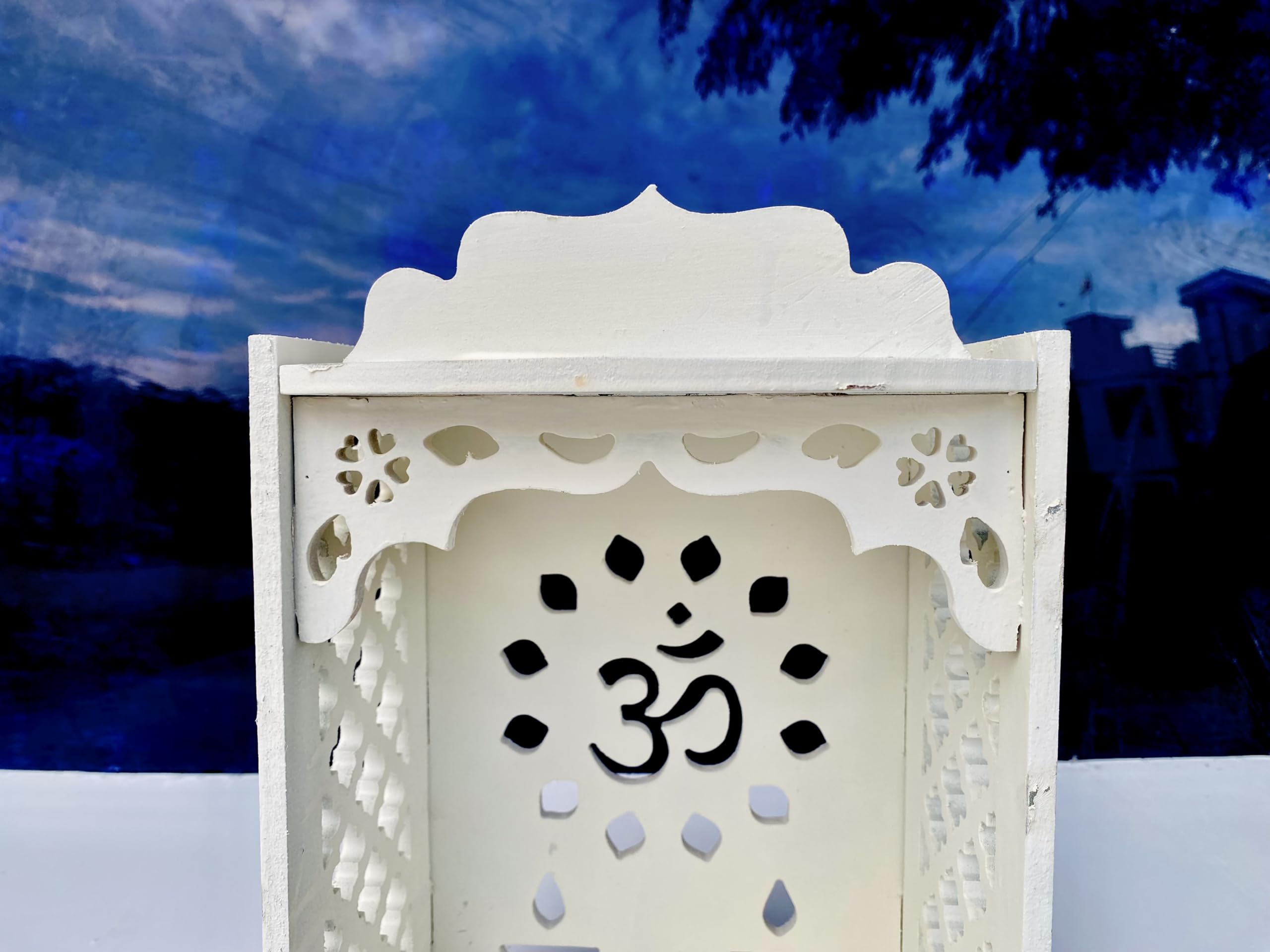 kveer Wood,Wooden Temple for Office,Home,Shop,etc, White(SIZE-30x20x15CM) Folding (30CM)