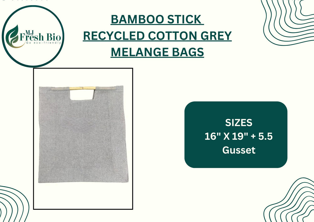 BambooStick Cotton Tote Bag | Reusable Shopping Cloth Bag for Grocery | Lightweight & Stylish | Stiff Cotton 125 GSM | Eco-Friendly & Spacious | Ideal for Shopping (Pack of 5, 16 x 19 +5. 5)