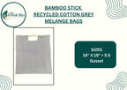 BambooStick Cotton Tote Bag | Reusable Shopping Cloth Bag for Grocery | Lightweight & Stylish | Stiff Cotton 125 GSM | Eco-Friendly, Durable & Spacious | Ideal for Shopping (Pack of 2, 14 x 18 + 5)