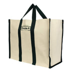 DOUBLE R BAGS Women’s Eco-Friendly Cotton Canvas Tote Bag | Big Reusable Jhola Bag for Grocery, Milk, Fruits & Vegetables with Reinforced Handles | 43x21x35 cm, 1 Compartment (Black, Pack of 2)
