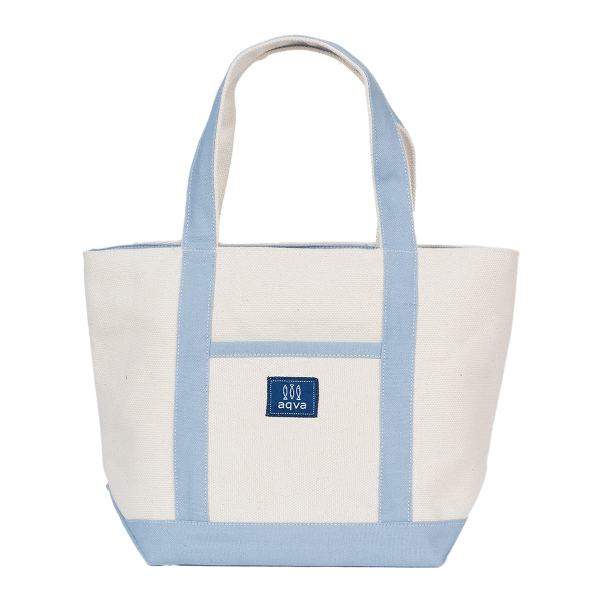 AQVA Premium Cotton Eco friendly Canvas Mini Tote Bag, Multipurpose Handbag/Shoulder Bag For Shopping, Travel, Grocery, Work, Beach, Office, College (Sky Blue)