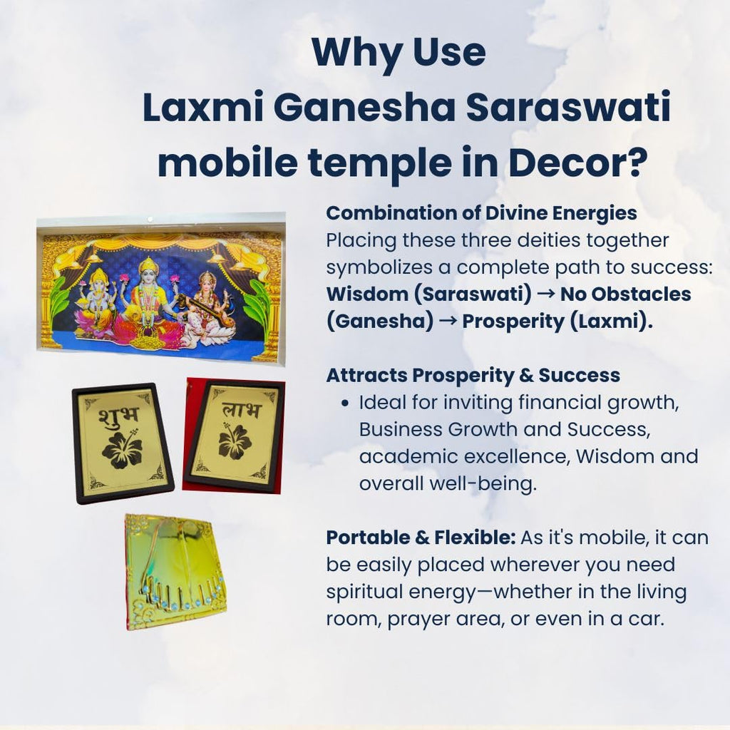 Enchanting Krystals Soulwise Festive Diwali Gift | Laxmi Ganesh Saraswati Portable Temple for Prosperity, Wisdom & Luck Diwali Housewarming Gift for Blessings & Success.