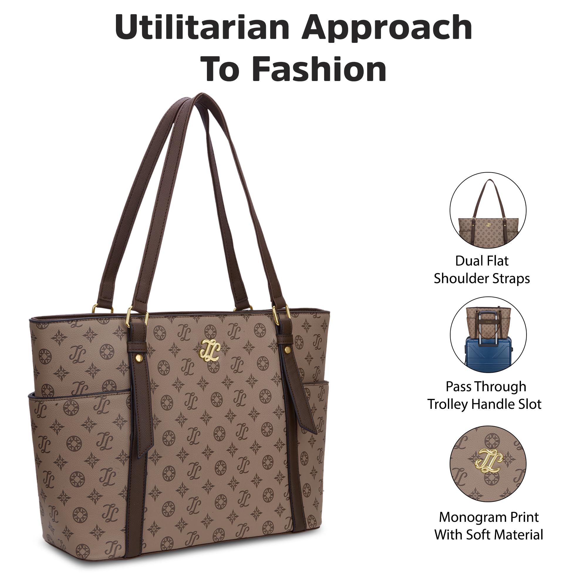 Lavie Signature Women's Harisburg Monogram Tote Laptop Bag | Tote Laptop Bag for Work | Ladies Purse | Stylish Shoulder Bag | Gift for Women