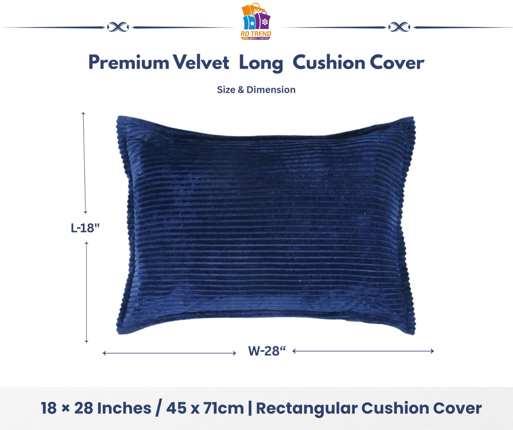 RD TREND® Corduroy Cushion Cover Set of 2, Striped Double Sided Decorative Throw Pillowcases for Sofa, Bed & Living Room Rectangular Long Cushion Covers 18x28 inches | Navy Blue