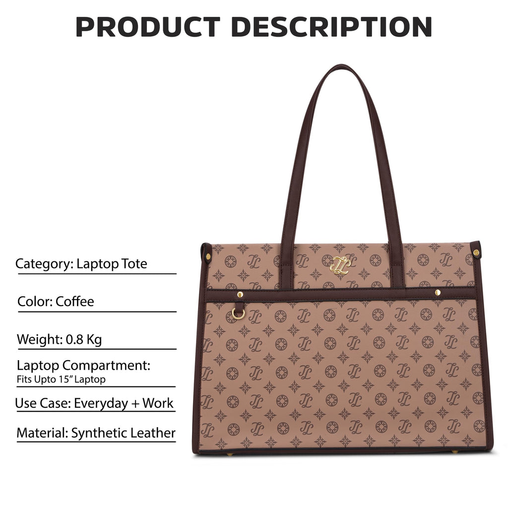 Lavie Signature Women's Kentucky Monogram Tote Laptop Bag | Tote Laptop Bag for Work | Ladies Purse | Stylish Shoulder Bag | Gift for Women