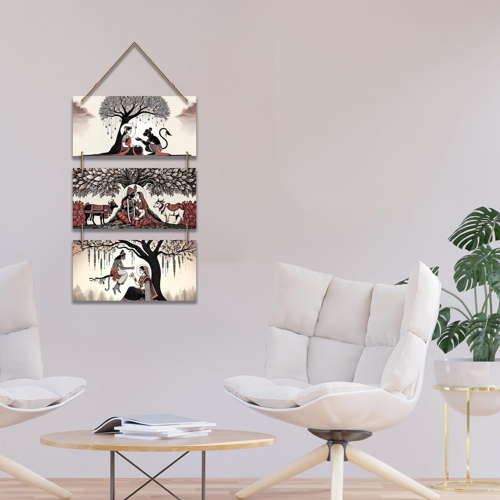 Artvibes Religious Indian Modern Art Wooden Wall Hanger for Home Decor | Graphic Artwork | Decoration Wall Hanging Items | Wall Sculpture | Wall Poster | Aesthetic Wall Art | Gift Items (WH_9454N)