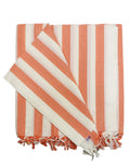Arvore Bunkaar Pure Handloom 100% Soft Desi Bamboo Viscose Soft Bhagalpuri Andi Chadar/Summer Blanket/Khes/Top Sheet/AC Blanket/Odhne wali Chadar (Orange White, Striped, 1, Bhagalpuri Chadar) Kafalo