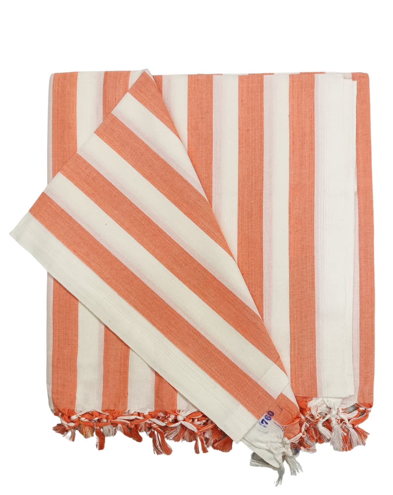 Arvore Bunkaar Pure Handloom 100% Soft Desi Bamboo Viscose Soft Bhagalpuri Andi Chadar/Summer Blanket/Khes/Top Sheet/AC Blanket/Odhne wali Chadar (Orange White, Striped, 1, Bhagalpuri Chadar) Kafalo