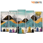 VIBECRAFTS 5 Pieces Modern Art Forest Canvas Wall Painting For Home|Office|Living Room|Gift (PTVC5Pcs2_6511)