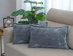 RD TREND® Corduroy Cushion Cover Set of 2, Striped Double Sided Decorative Throw Pillowcases for Sofa, Bed & Living Room Rectangular Long Cushion Covers 18x28 inches | Grey