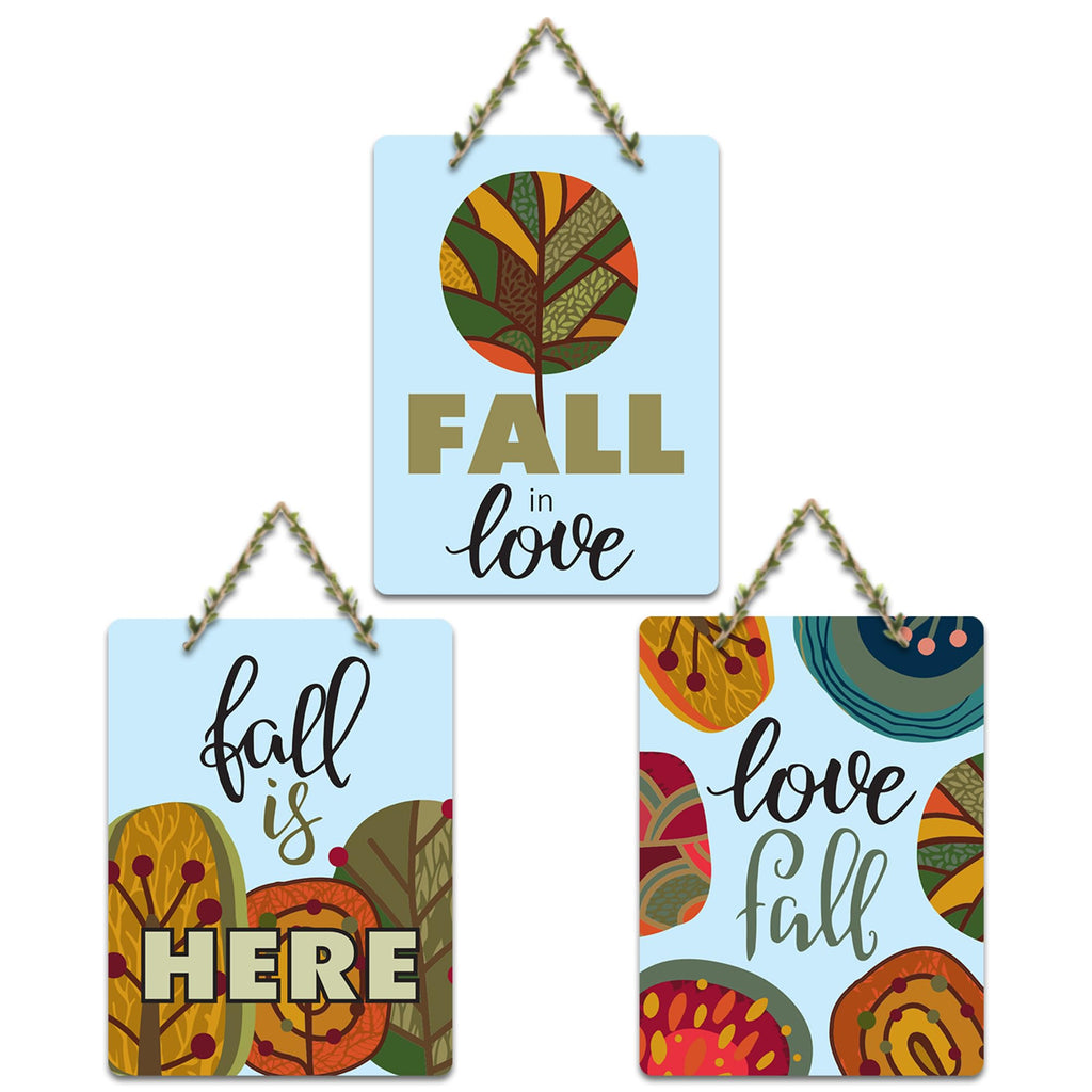 Artvibes Fall In Love Printed Wooden Wall Art For Home Decor | Valentine's Day | Quotes Decor Item | Gift Items For Girlfriend Boyfriend Husband Wife | Art Piece | Wall Art Print (WH_9602N), Set of 3