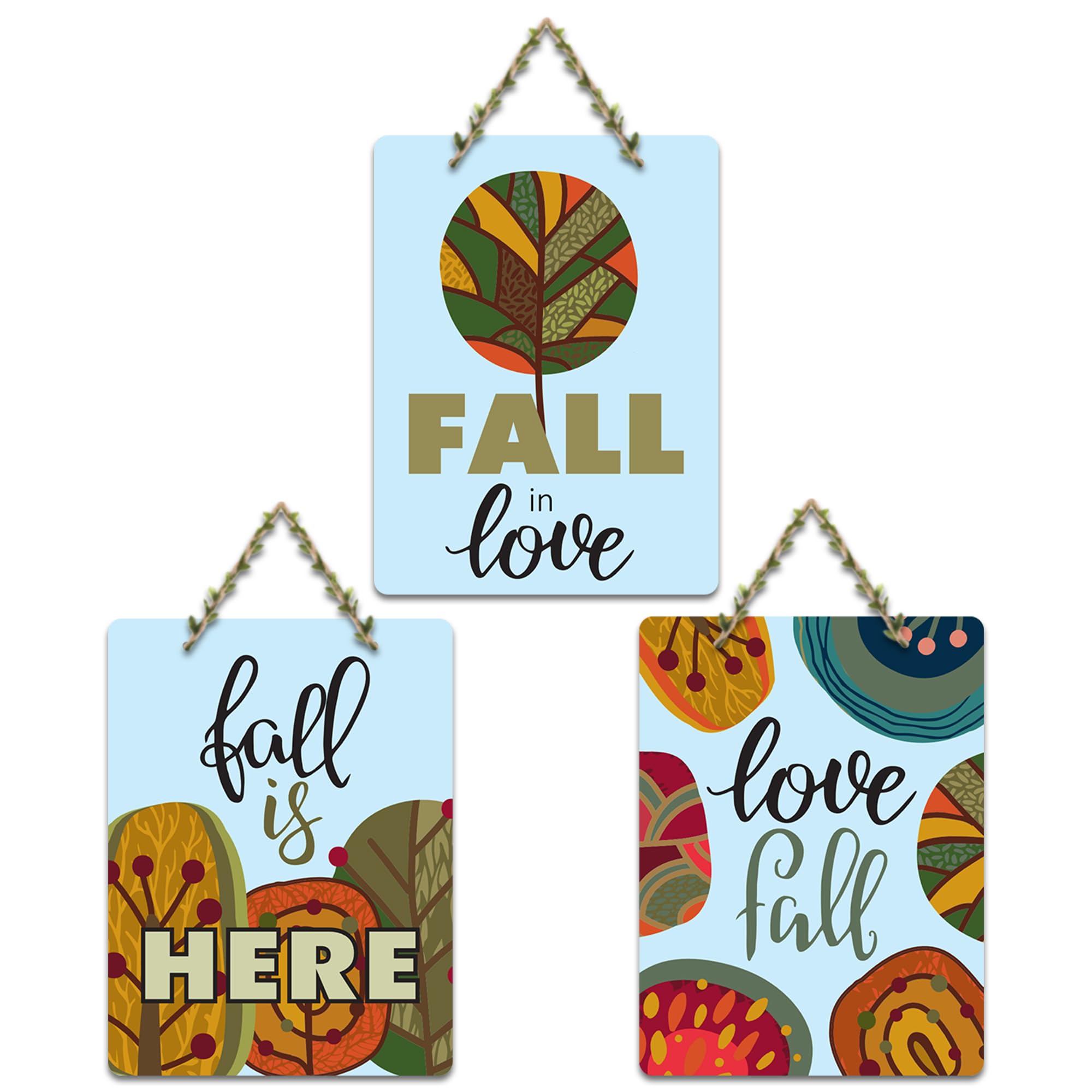 Artvibes Fall In Love Printed Wooden Wall Art For Home Decor | Valentine's Day | Quotes Decor Item | Gift Items For Girlfriend Boyfriend Husband Wife | Art Piece | Wall Art Print (WH_9602N), Set of 3
