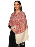 Pashmoda Women Hunar Fine Wool Nalki Embroidered Stole (Size : 28x80in, 71X203cm) EMST02