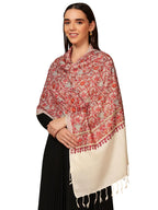 Pashmoda Women Hunar Fine Wool Nalki Embroidered Stole (Size : 28x80in, 71X203cm) EMST02