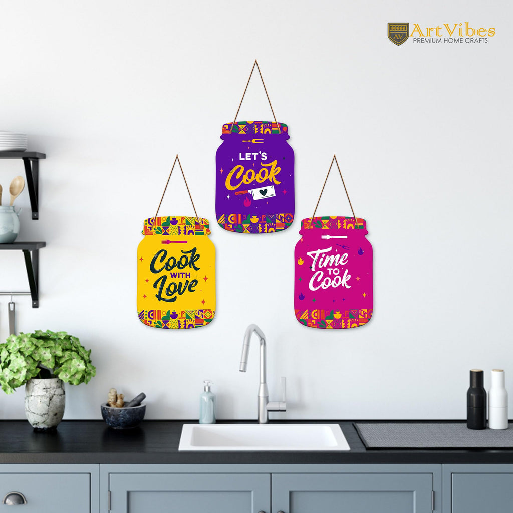 Artvibes Time To Cook Quote Decorative Wall Hanging Decoration item for Kitchen | Home Decor | House Warming Gifts | Kitchen Quotes Decor Item | Wall Decoration (WH_8910NN)