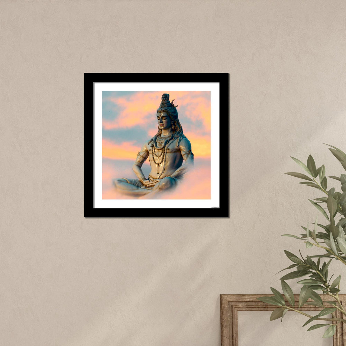 VIBECRAFTS Premium Wall Frame Painting of Lord Shiva Sculpture Digital Reprint Posters with Synthetic Wooden Frame Home, Office Decorative Gift Item(11 inch x 11 inch)(PFVC1Pcs4_702)