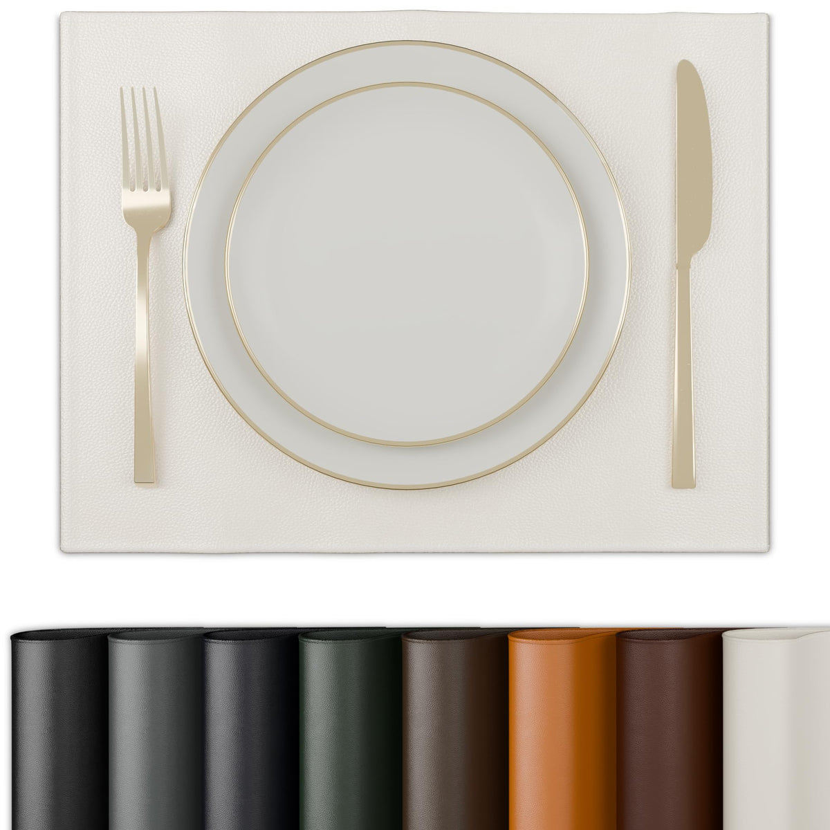 Encasa XO Faux Leather Dining Table Placemats, Water Repellent Cream Kafalo