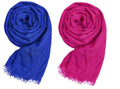 ICW Women's UV Protection Light Weight Wrinkle Ironless Crinkle Cotton Hemp Summer Scarf Stoles Shawl head scarves for girls (Pack of 2) (Royal Blue-Red)