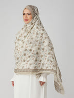 ANAApparels ANA Zara Beige Floral Dupatta | 90 x 44 Inches – Premium Mulmul Cotton | Lace Border | Lightweight, Soft & Breathable