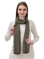 EH Viscose Pashmina Scarf For Women, Twill Weave, Thick, Solid Color Wraps, All Weather, Large, Warm, Very Soft Pashmina Feel Scarves (Olive Green), Female