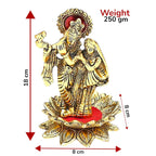 KridayKraft Gold Plated Radha Krishna Idol Standing on Lotus Flower – Flute-Playing Divine Couple Showpiece for Home Decor, Pooja Room, and Gifting