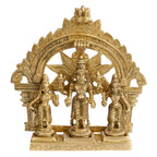 ARTVARKO Brass Lord Vishnu with Sridevi and Bhudevi Parivar Darbar Swami Satyanarayan Idol for Puja Gift Living Room Decoration Home Décor Height 5.5 Inch