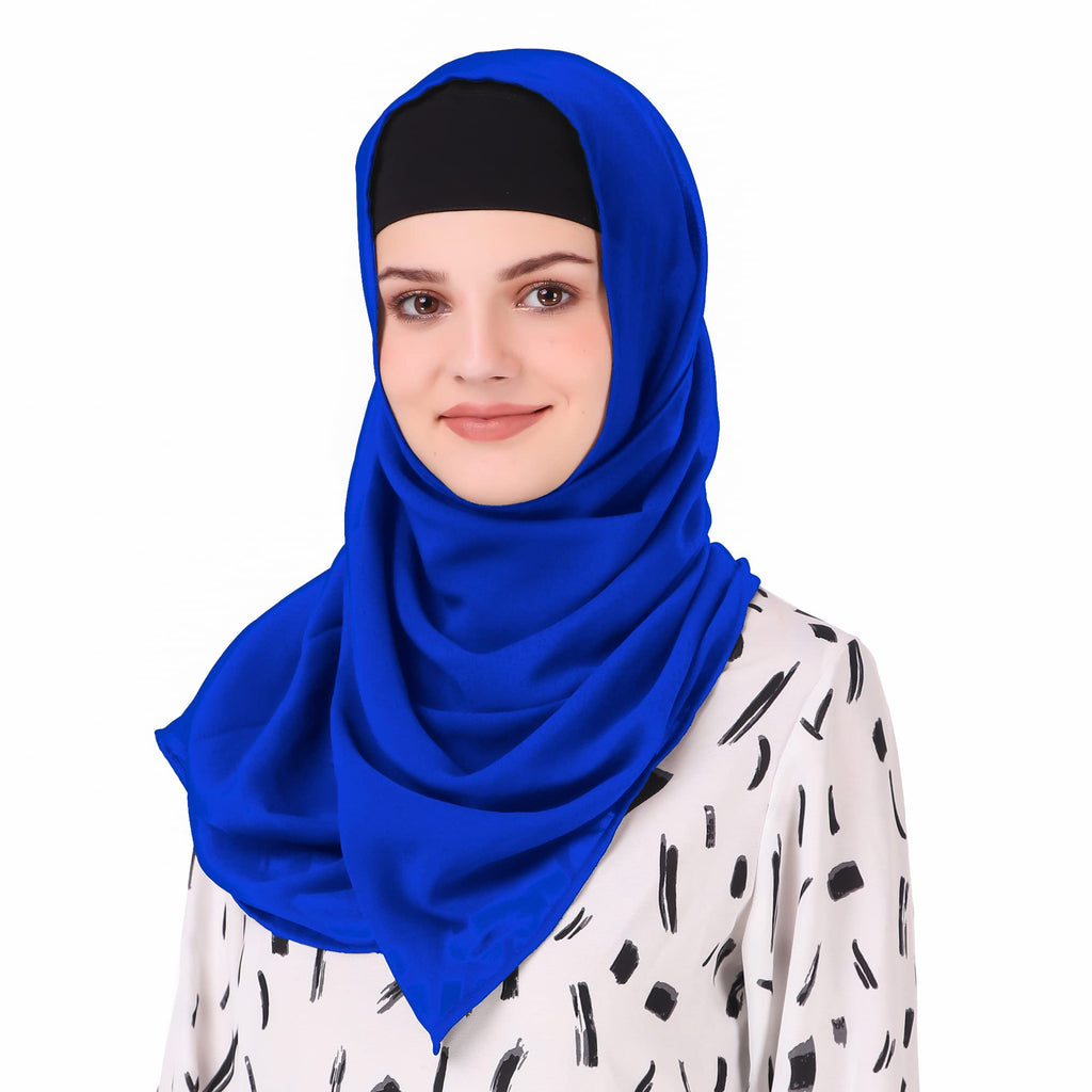 MyBatua Long Hijab in Breathable Soft Georgette large Head Wrap, Wholesale Price, 1pc Scarf HJ-020 (50x180 cm, Royal Blue)