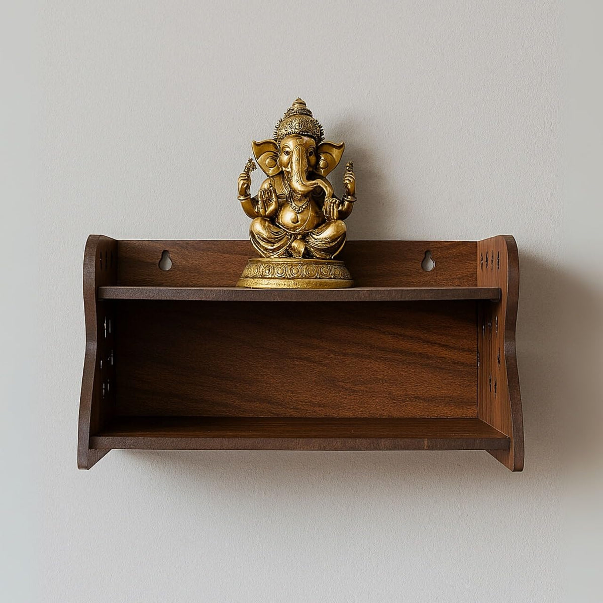 HOMEWEY DECOR Handcrafted Wooden Home Temple for Wall Mount | Premium Pooja Mandir with Strong Support for Heavy Idols | Luxurious Finish Wooden Mandir for Home Office and Prayer Room (Style-05)