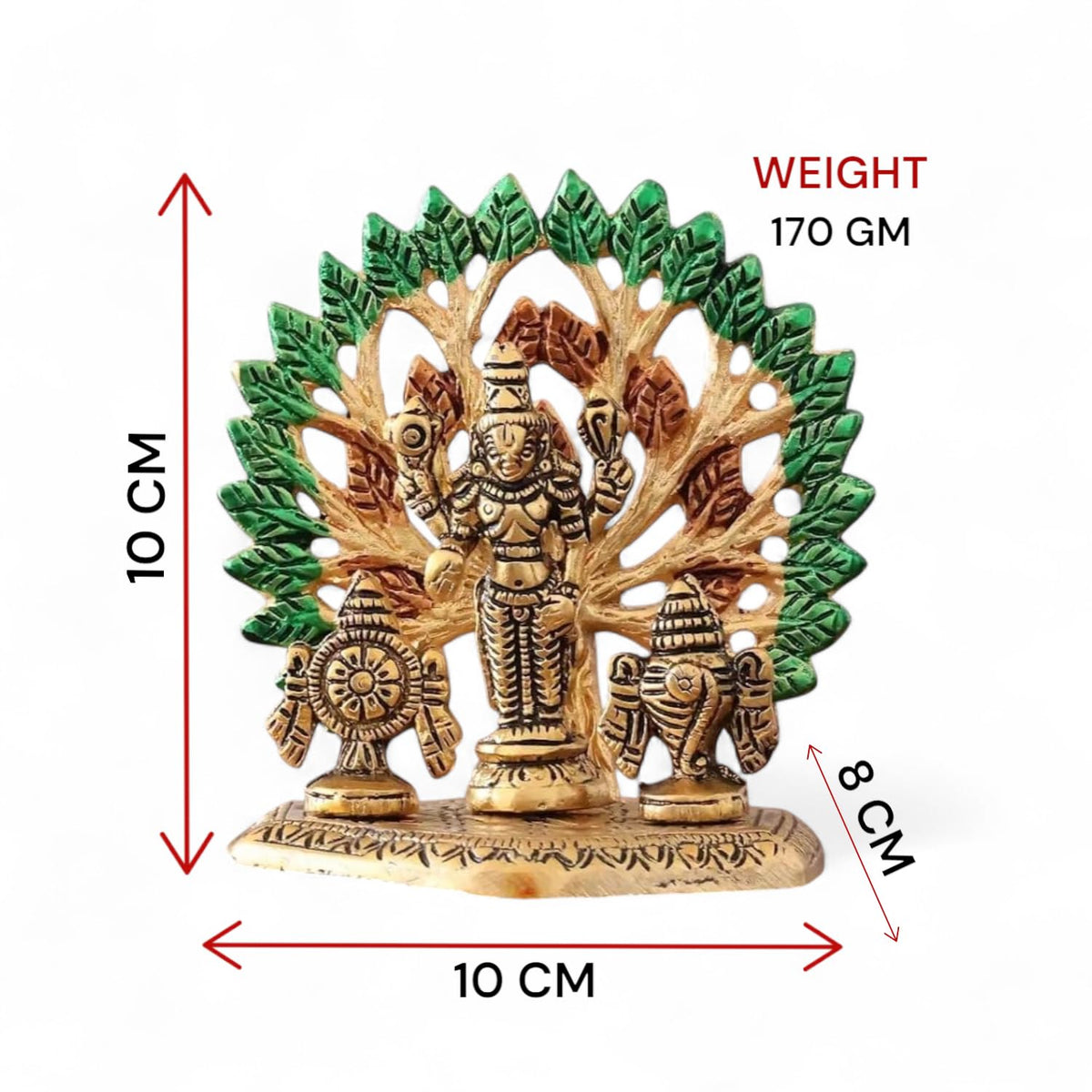 KridayKraft Elegant Tirupati Murti – Lord Venkateswara Swami Tirupati Balaji Vishnu JI Murti Idol Shank Chakar Tilak Statue for Temple (Golden)