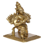 ARTVARKO Pure Brass Garuda Vishnu Vahan Eagle Idol Lord Garud Deva for Temple Home Décor Vaastu Gifting (9.5x11x13 Cm)