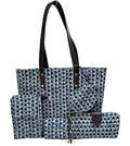 SHIVKARI Women's Classic Tote Ladies Traditional Ikkat Cotton 5 Pieces Combo Bag - Light Blue