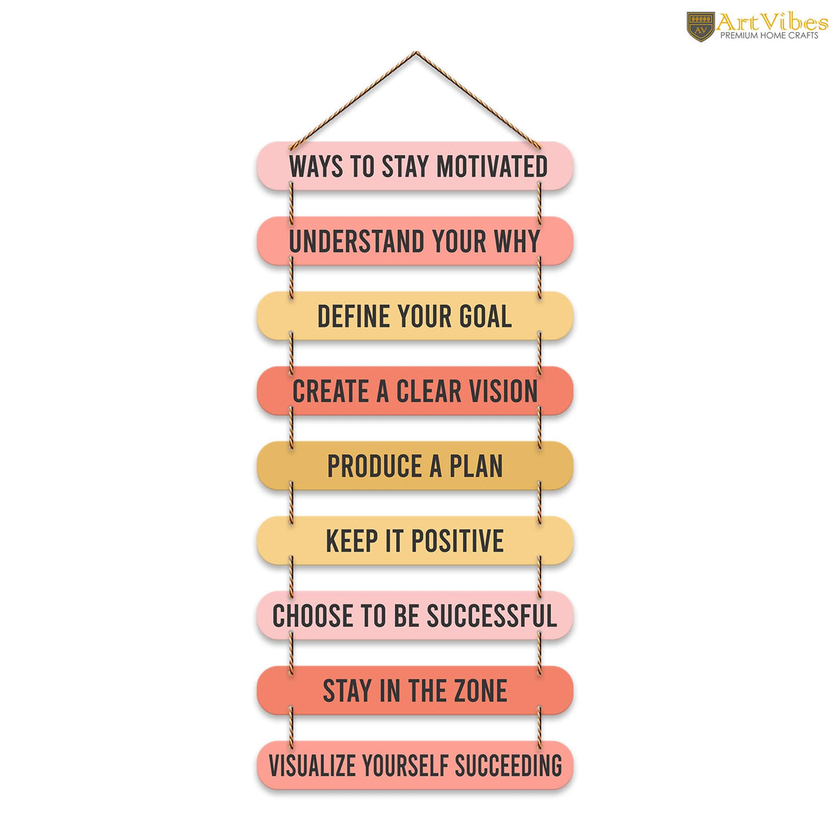 Artvibes Ways To Stay Motivated Quotes MDF Wood Wall Hanger Ornaments | Quotes Decor Item | Motivational Wall Decor | Wall Accent | Graphic Art | Gift Items | Office Wall Decoration Items (WH_9307N)