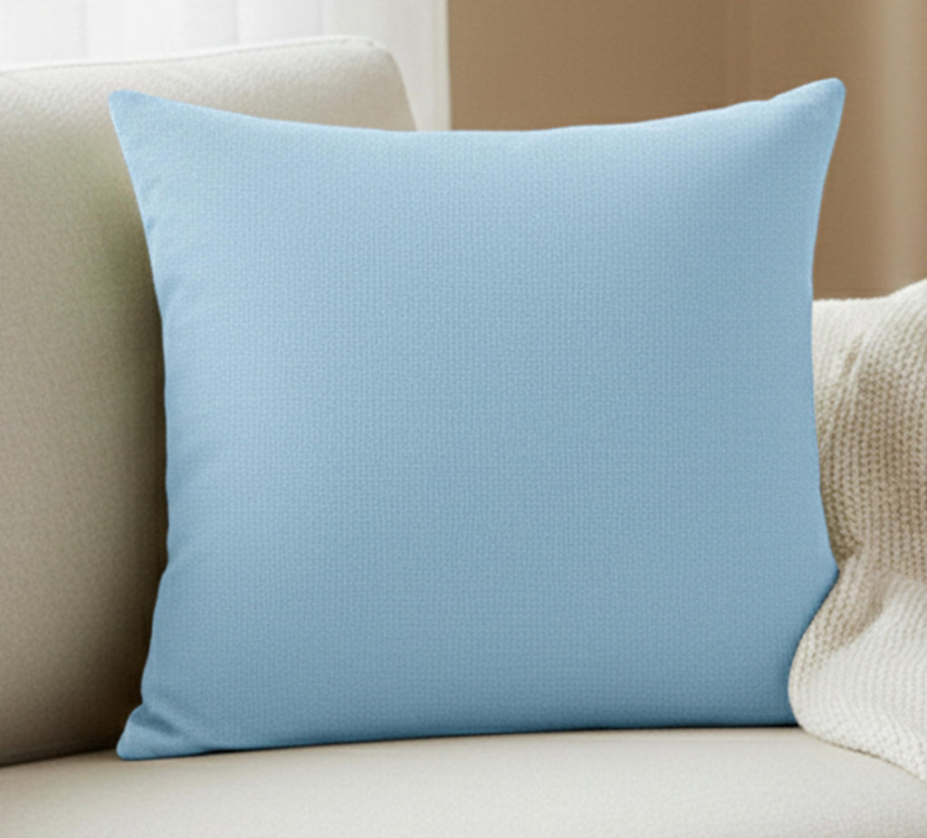 Yellow Weaves Cotton Canvas Decorative Cushion Covers, (16 X 16 Inches), Set of 1, Muted Blue