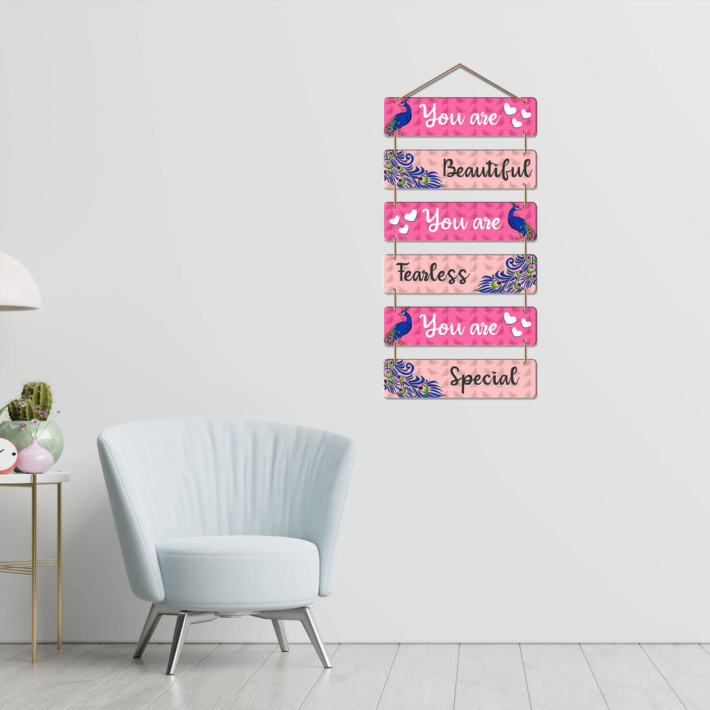 Artvibes You Are Beautiful You Are Fearless Decorative Wall Hanging Wooden Art | Quotes Decor Item | Wall Poster | Office Decor | Wall Art Print | Inspirational quotes | Gift Items (WH_3281N)