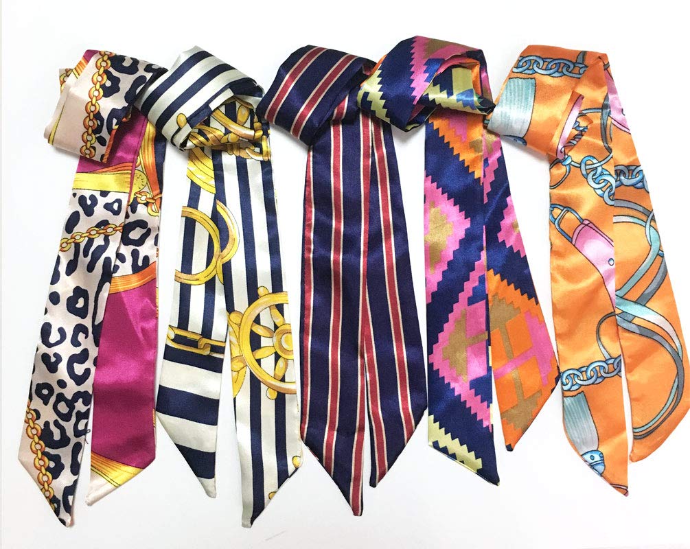 kcctoo 2/6/10Pack Scarf Bags for Women Handbag Scarfs Band Hair Neck Scarves Fashion Gifts, Blue Multi Color - 10pcs, 4*100cm