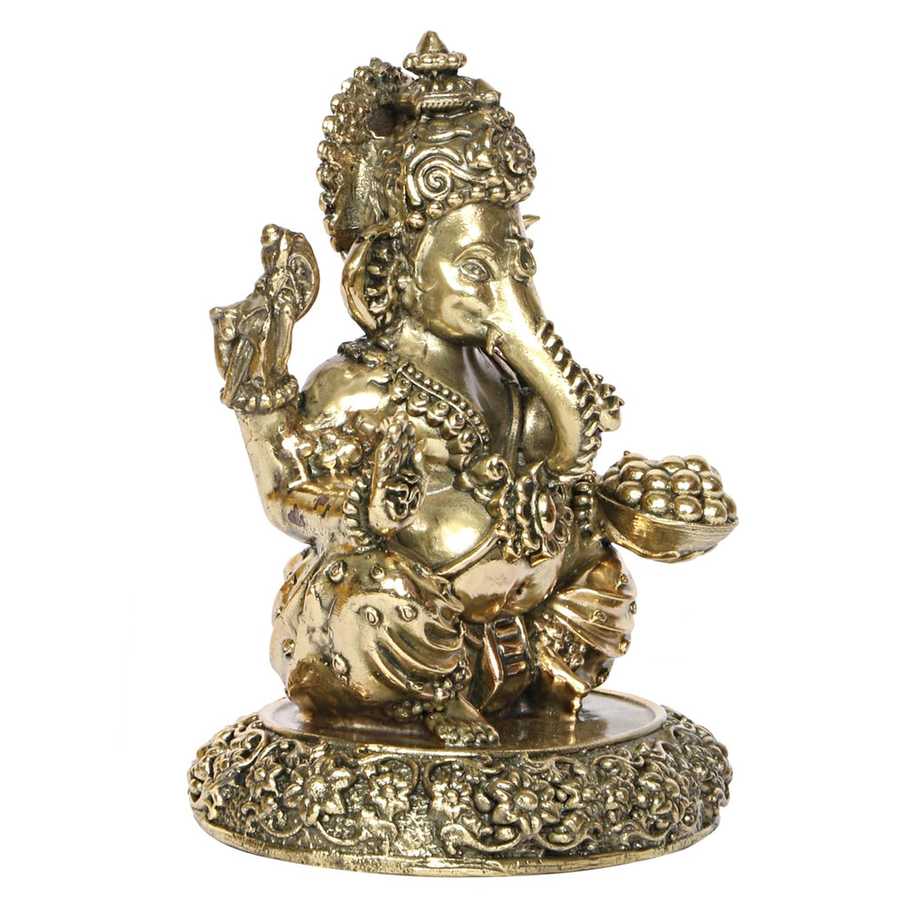 SVARUP Brass Ganesh Lord Ganesha Sitting Murti for Home, Living Room, Office Decor Showpiece for Decoration,Diwali Gift 5 Inch