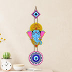 Artvibes Lord Ganesha Evil Eye Wall Hanging for Main Door Entrance Decor | Nazar Dosh Protection Hanging for Home Temple Living Room | Office | Vastu Blessing Positive Energy Decorative Art (WH_8562N)