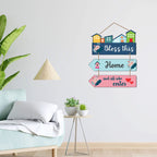 Artvibes Bless This Home And All Who Enter Decorative Wall Art MDF Wooden Wall Hanger for Living Room | Quotes Decor Item | Home Quotes Wall Hanging | Modern Decor Items | Wall Poster(WH_5804N)