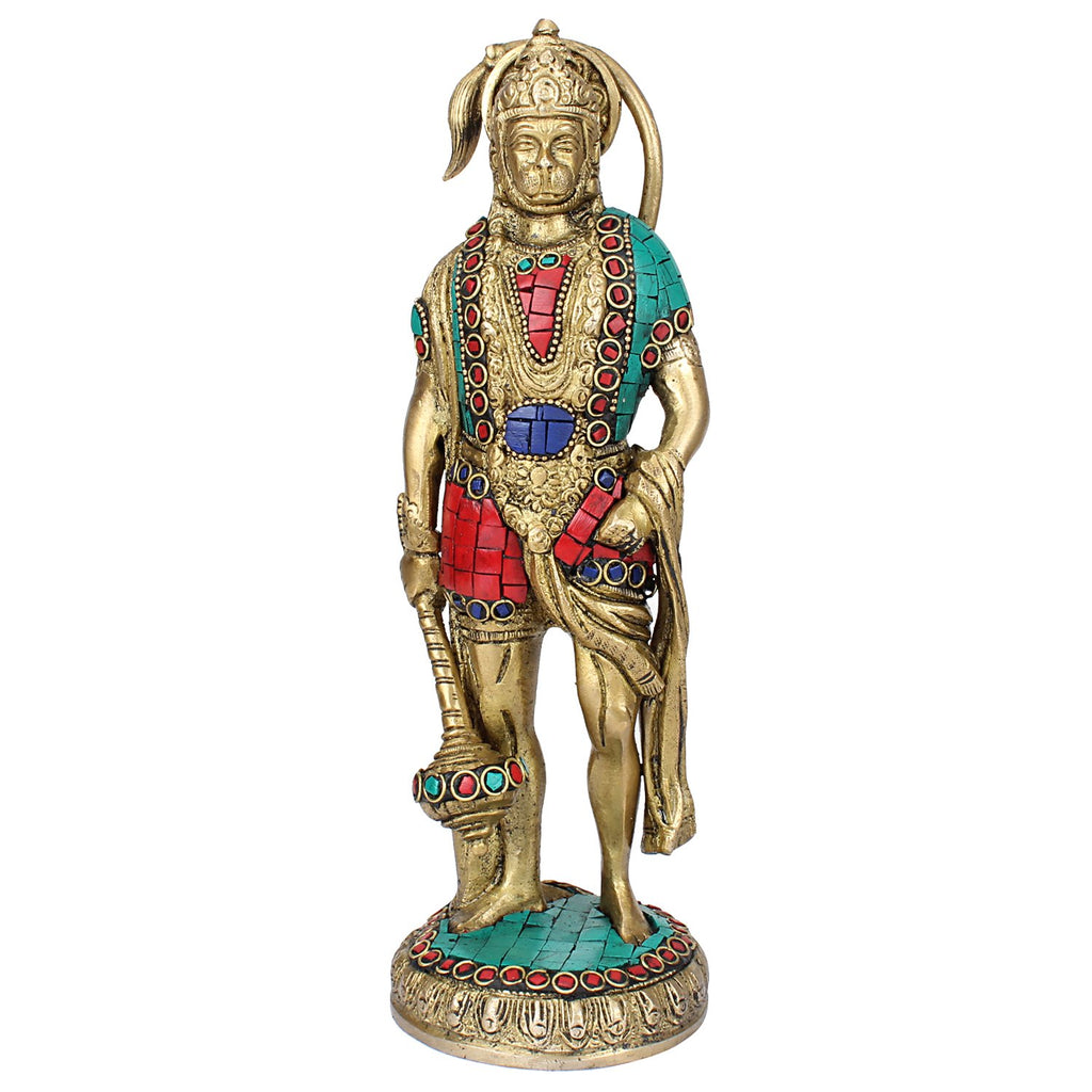 SVARUP Brass Hanuman Ji Murti Lord Balaji Bajrangbali Bahubali Sankat Mochan Bhagwan Idol Multicolor Height 10 Inches