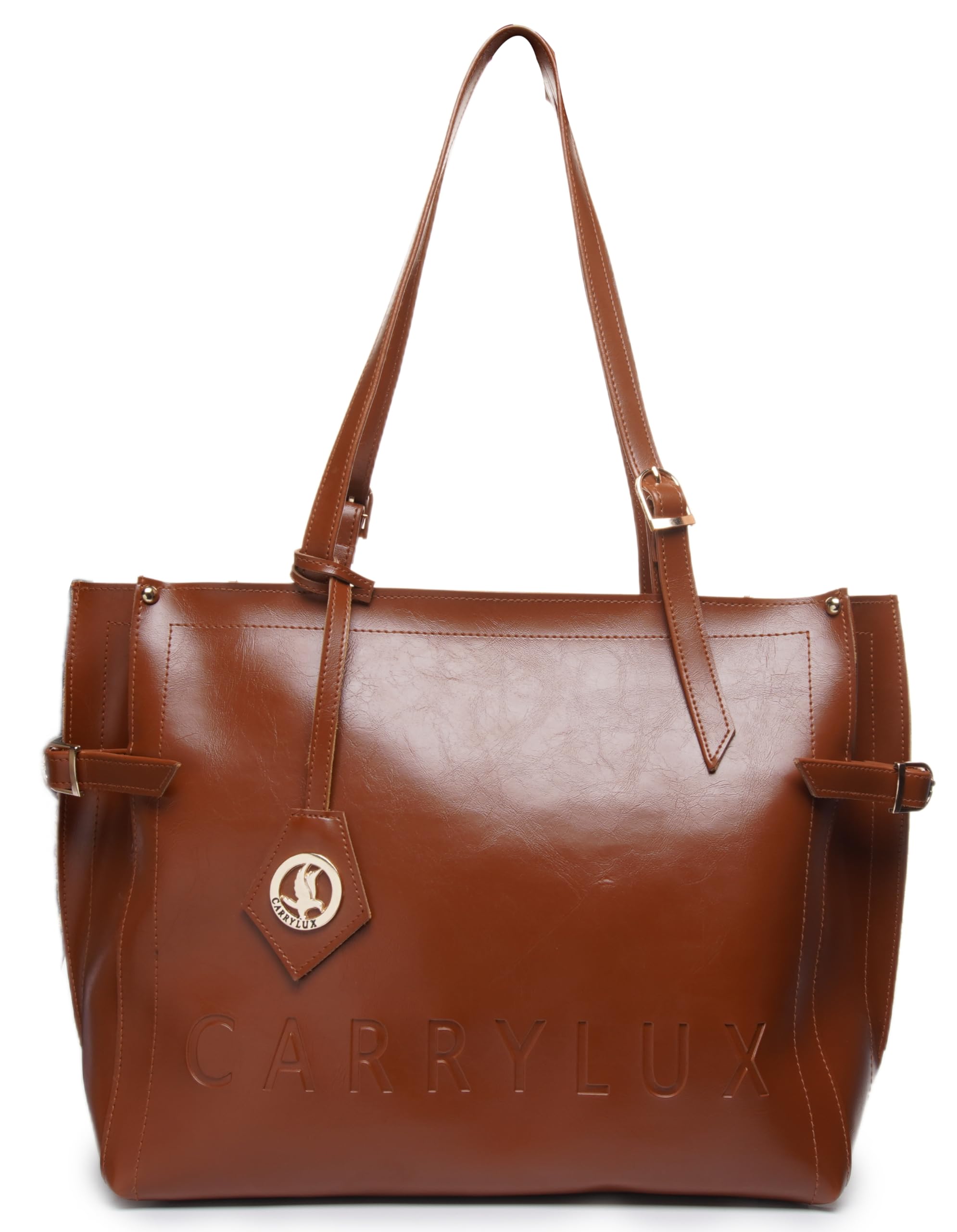 Carrylux Women's Soft PU Leather Tote Bag | Large Single Compartment Shoulder Handbag,Office, College & Casual | Brown