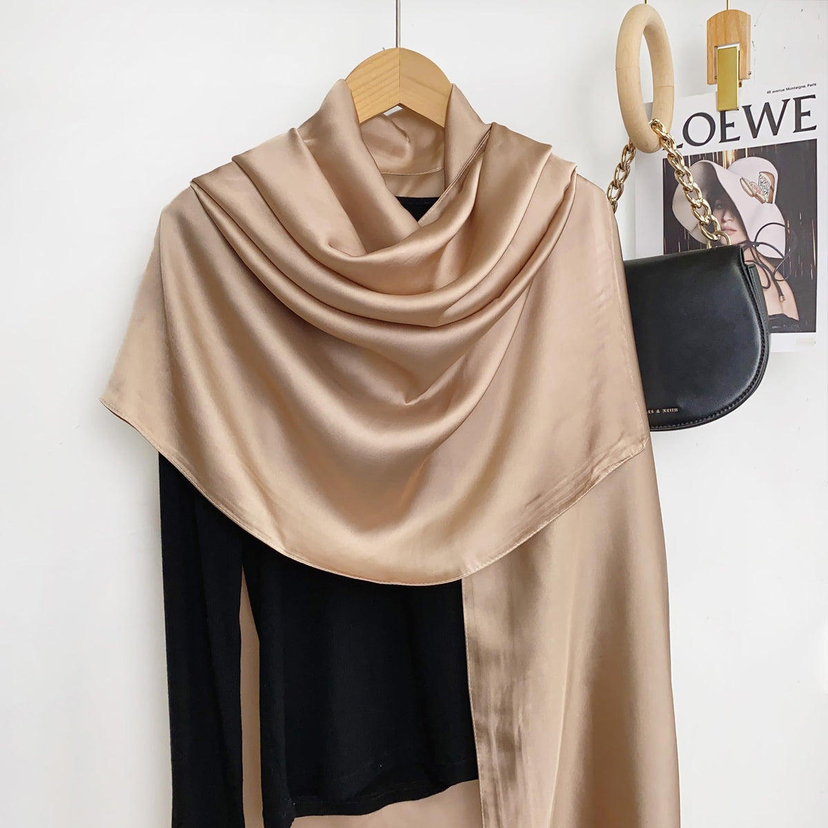 CrossKulture Two Toned Silken Satin Feel Scarf for Women | Stylish, Soft & Lightweight Stole | Satin Feel Neck Scarf, Hair Scarf, Head Scarf