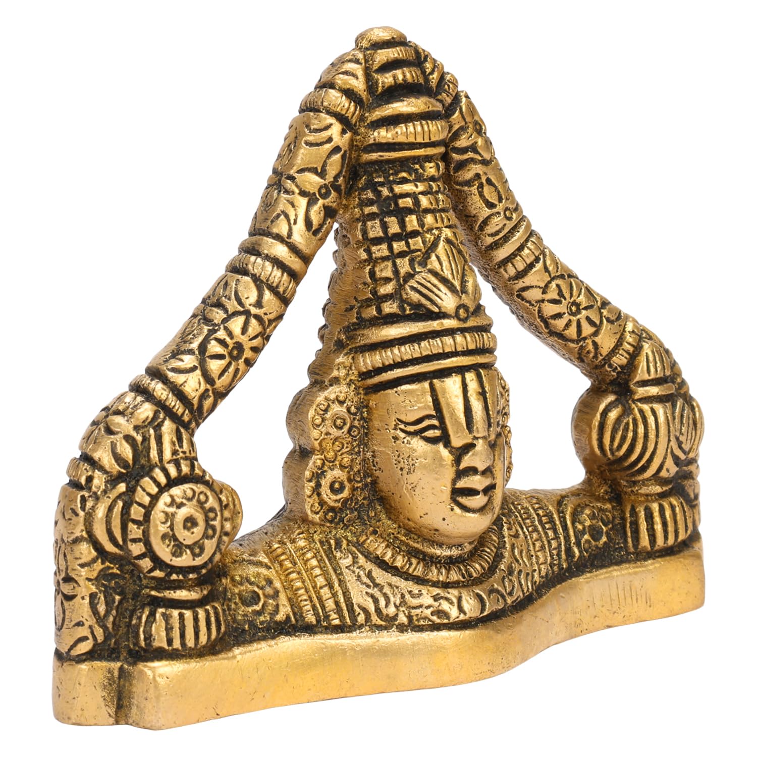 ARTVARKO Pure Brass Lord Venkateswara Statue Tirupati Balaji Idol for Home Office Temple Pooja Gift Spiritual (9x2.5x7 cm)